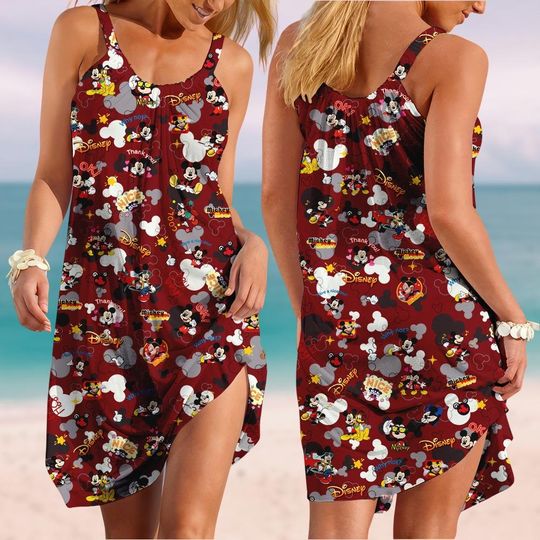 Mickey Sling Summer Dress, Disney Women Dress, Mickey Mouse Shirt, Disneyworld Beach Dress, Family Disney Vacation Dress, Gift For Her