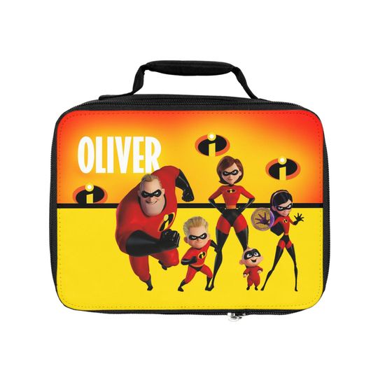 The Incredibles Personalized Lunch Bag with Custom Name  Superhero Design  School Tote for Kids
