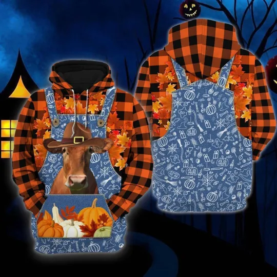Happy Halloween Hoodie Guernsey Orange Plaid All Printed 3D Hoodies