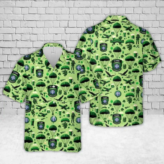 US Army 82nd Airborne Division St Patricks Day Hawaiian Shirt
