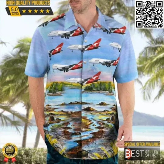 Australia Qantas Boeing 747sp 38 Button Up Aircraft Hawaiian Shirt