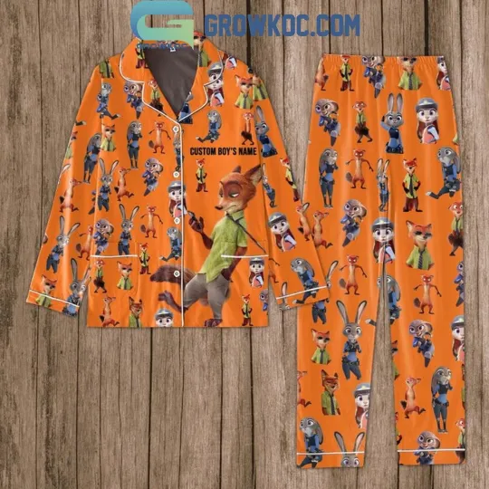 Zootopia Fox And Rabbit Love Couple Polyester Pajamas Set