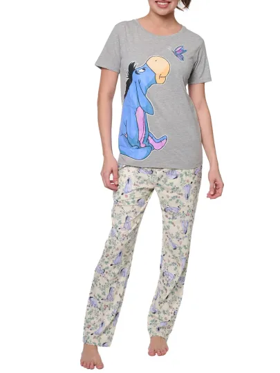 Disney Eeyore Butterfly T-Shirt w/ Floral Watercolor Pajama Pants Women' s Set