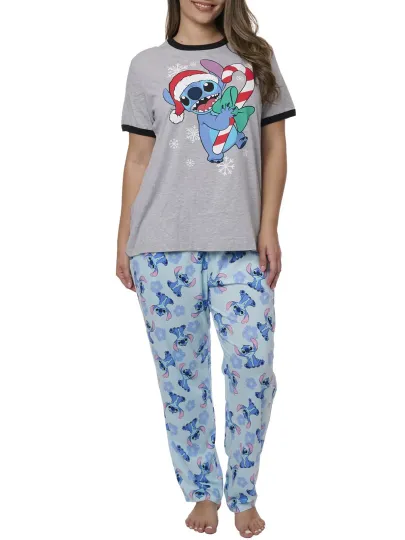 Stitch Christmas T-Shirt w/ Disney Lounge Pajama Pants Women's Plus Size Set