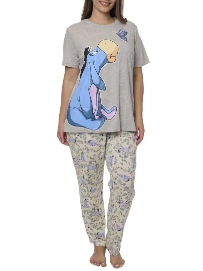 Disney Eeyore Butterfly T-Shirt & Watercolor Pajama Pants Women's Plus Size Set