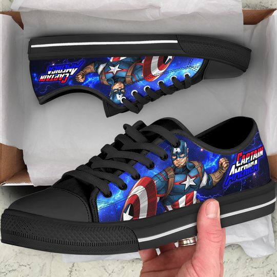 Captain America Low Top Shoes Sneakers, Captain America Shoes