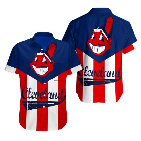 Cleveland Football Indians Short Sleeve Hawaiian Shirt Gifts Fan Men S 5XL_