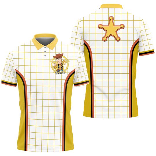 Custom Disney Toy Story Woody Polo Simple Caro Yellow Shirt