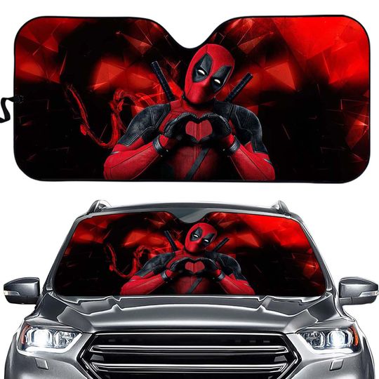 Deadpool Super Hero Love Car Sun Shade, Superhero Movie Car Windshield