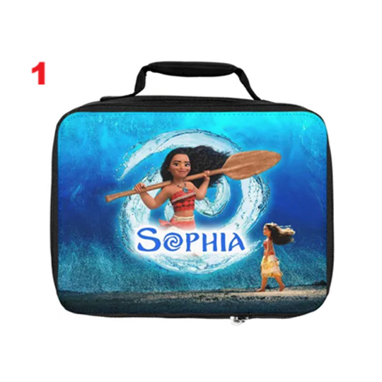 Moana Personalized Lunch Bag with Custom Name  Featuring Moana, Maui, Pua & Hei Hei  School Tote for Kids