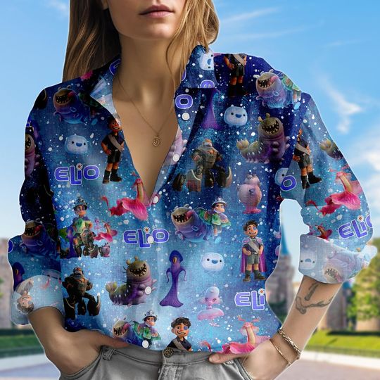 Elio Pixar Blouse Women Shirt, Disney Elio Shirt, Disney Blouse Women Shirt, Disney Summer Button Up Shirt, Summer Gift
