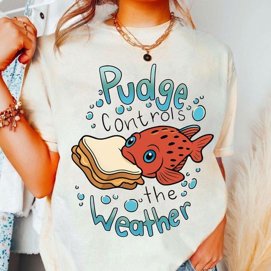 Disney Lilo and Stitch Pudge Controls The Weather Shirt, Cute Hawaiian Pudge Fish Shirt, Ohana Means Family Gift, Vintage Disney Fan Shirt