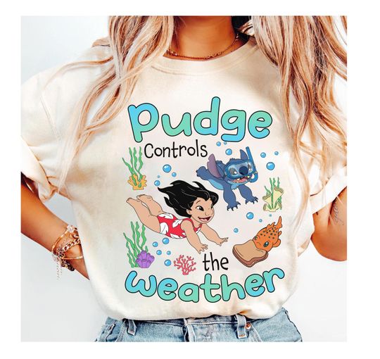 Disney Lilo and Stitch Shirt, Pudge Controls The Weather Shirt, Cute Hawaiian Pudge Fish Shirt, Ohana Means Family Gift, Disney Trip Shirt