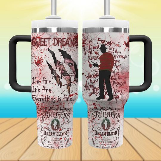 Freddy Krueger Tumbler 40oz, Nightmare on Elm Street Cup, Horror Movie Gift, Creepy Slasher Mug, Tumbler Gift For Dad