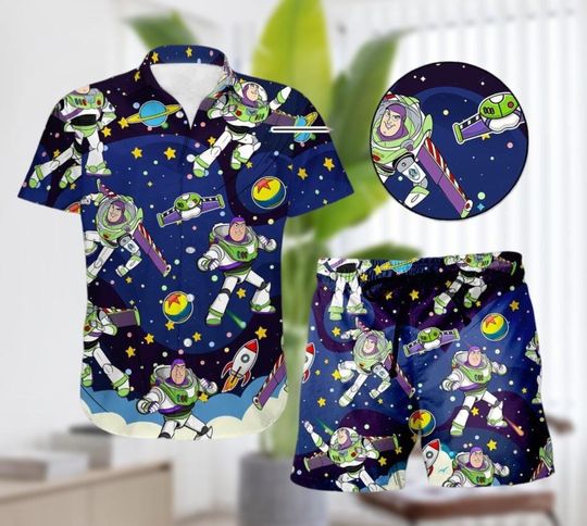 Toy Story Buzz Lightyear Button Shirt, Disney Character Hawaiian Shirt, To Infinity and Beyond Summer Short, Buzz Travel Tropical Shirt