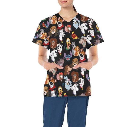 Disney Dogs Scrub Top | Dog Scrub Top | Nurse Scrub Top | Disney Scrubs