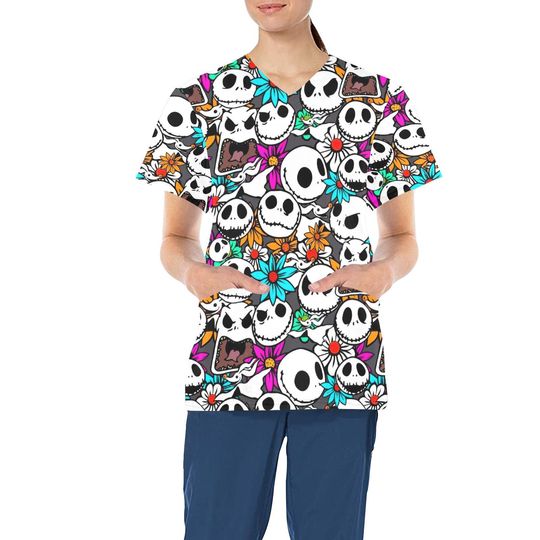 Jack Skellington Scrub Top | Nightmare Before Christmas Scrub Top | Disney Scrubs