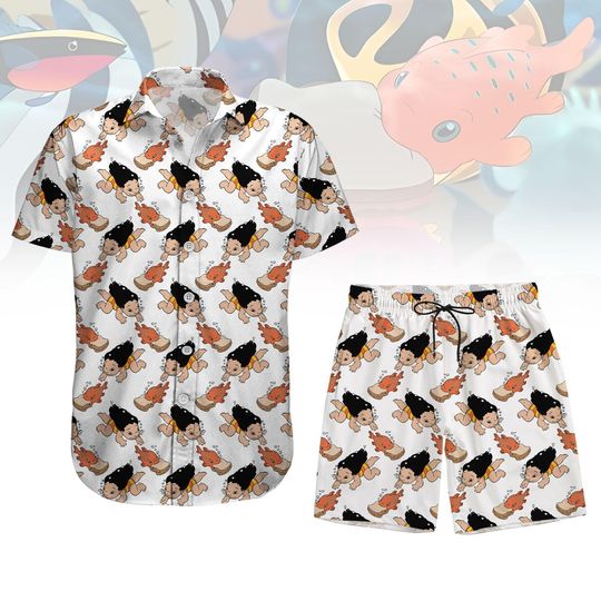 Lilo and Fish Hawaiian Shirt and Shorts Set, Disney Matching Outfit, Summer Beach Vacation Clothes, Disney Lilo Family Hawaii Shirt