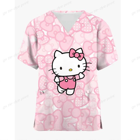 Medical Scrubs for Women - Hello Kitty Printed Nursing and Surgical Tops