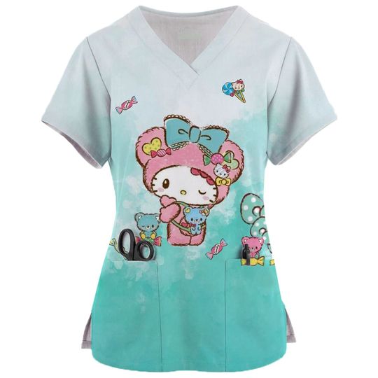 Hello Kitty Women's Nurse Scrubs Top