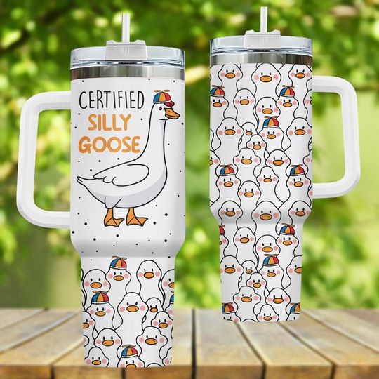 Silly Goose Tumbler 40oz, Funny Goose Cup, Funny Animal Drinkware, Goose Lover Stainless Tumbler, Farm Animal Tumbler, Silly Goose Cup