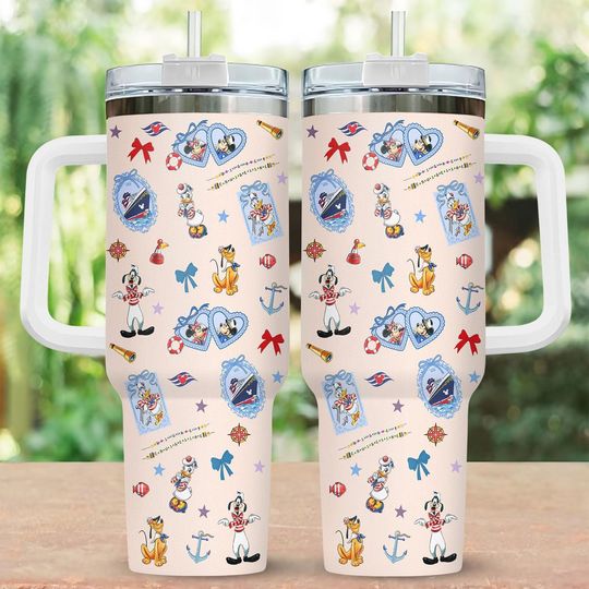 Disney Cruise Mickey And Friends Tumbler 40oz, Ocean Travel Mug, Disney Ship Tumbler Cup, Mickey Vacation Drinkware, Magic Kingdom Cup