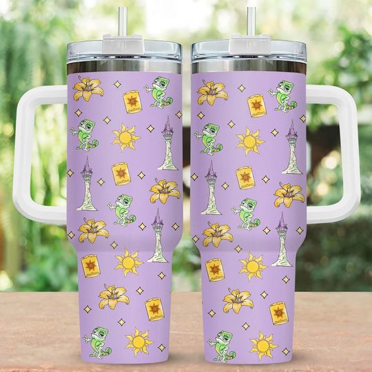 Tangled Pascal Lantern Tower Tumbler 40oz, Rapunzel Disney Travel Mug, Glow Lantern Cup, Pascal Stainless Tumbler, Magic Kingdom Cup