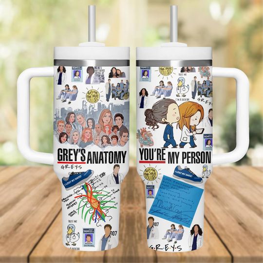Grey's Anatomy Tumbler 40oz, Nurse Water Tumbler, Grey's Anatomy Anniversary 2025 Tumbler, Hospital Movie Cup, Derek Shepherd Fan Gift