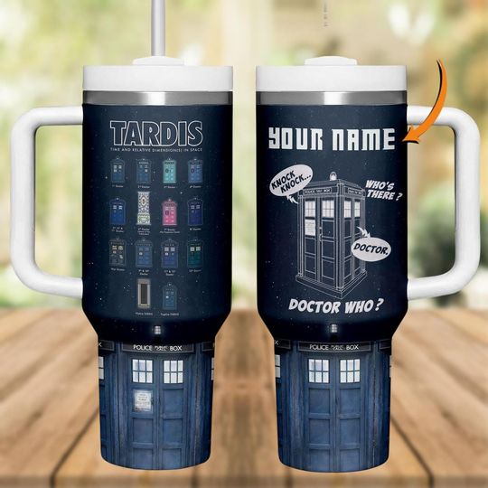 Custom Doctor Who Tumbler 40oz, Tardis Dr Who Tumbler, Police Box Tumbler Cup, TV Series Water Tumbler, Dr Who Cups For Movie Lover