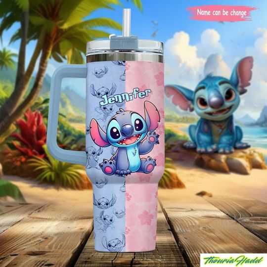 Custom Stitch Tumbler, Disney Stitch Water Tumbler, Stitch Disneyworld Coffee Tumbler, Disney Vacation Tumbler, Disney Castle Tumbler,