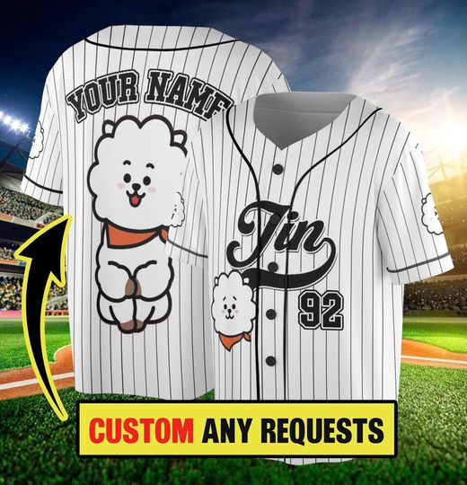 Personalized Jin RJ BT21 Baseball Jersey, Jin Run SeokJin Ep Tour Baseball Jersey, Jin World Tour 2025 Shirt, Kpop Merch