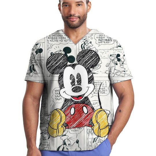 Disney Mickey Mouse Scrub Tops for Medical Uniforms - Women's & Men's Nurse, Dentist, Vet Accessories