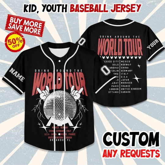 Disney Epcot World Tour 2025 Baseball Jersey, Mickey Drink Around The World Shirt, Disneyland Family Matching Trip, Disneyworld Traveler