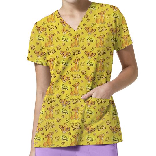 Disney Lion King Printed Scrub Tops for Women - Medical and Veterinary Uniforms