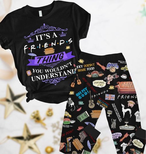 Friends Tv Show Pajamas, Friends Series Pajamas, Friends Holiday Pajamas, Friends Tv Show Women Pajamas, Friends Set Of Pajamas