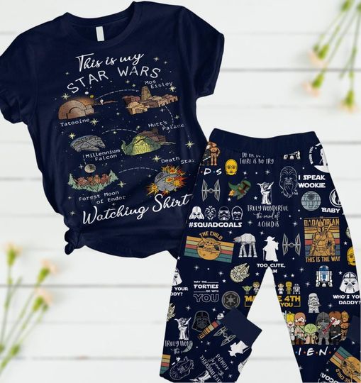Star Wars Pajamas Set, May the Force Be With You T-Shirt, May The 4th Pants, Star Wars Galaxy's Edge Sleepwear, Family Matching Loungew