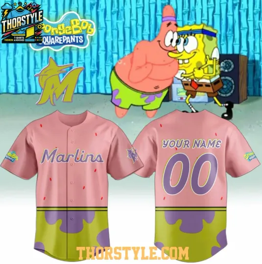 Yc Personalized Miami Marlin 2025 Spong*ebob Patrick Star Baseball Jersey