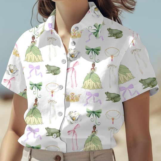 Tiana Hawaiian Shirt, Princess and the Frog Vacation Outfit, Fairytale Disney Cruise Shirt, Magic Kingdom Summer Wear, Royal Beach Set