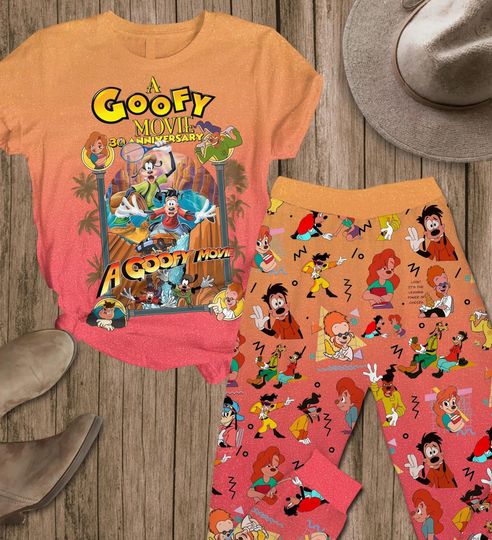 A Goofy Movie 30Th Anniversary T-Shirt And Pants, Disney Pajamas Set, Max Roxanne Powerline Stand Out Shirt, Magic Kingdom Family Trip