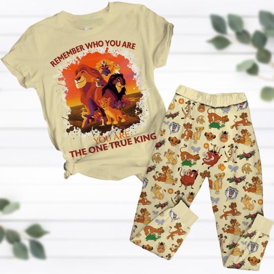 Hakuna Matata Pajamas, Lion King T-Shirt Pants Set, Animal Kingdom Sleepwear, Disney Movie Pajamas Pants For Kids, Pumba Rafiki Pj Set