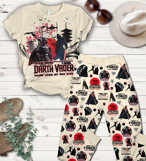 Samurai Darth Vader Tshirt And Pants, Antique Japanese Darth Vader Shirt, Star Wars Japanese Tee, May The Force Be With You, Anime Gift