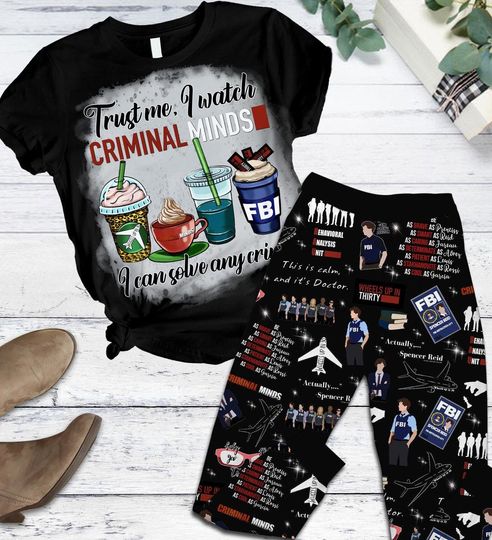 Criminal Minds Pajamas Set, Spencer Reid Holiday Pajamas, Retro 90s Tv Series Tshirt And Pants, Crmm Pajamas For Party, Movie Fan Gifts