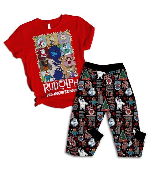 Rudolph The Red Nosed Reindeer Pajamas, Funny Christmas Movie Pjs, Rudolph Xmas Movie T-Shirt And Pants, Birthday Gifts, Gift For Her