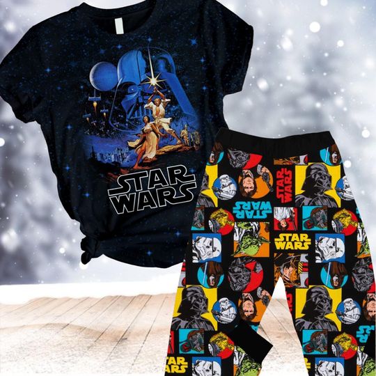 Star Wars Pajamas Set, Star Wars Tee And Pants, Star Wars Family Pajamas, Star Wars Holiday Pajamas, Star Wars Fan Merch, Gift For Him