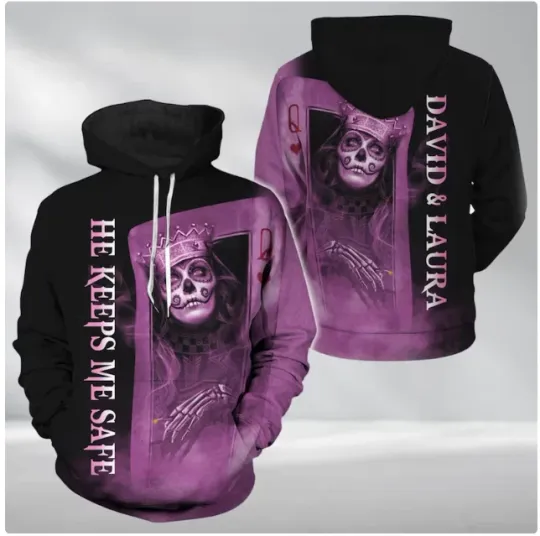 Skull Couple PURPLE 3D HOODIE HALLOWEEN GIFT CHRISTMAS GIFT BEST PRICE US SIZE