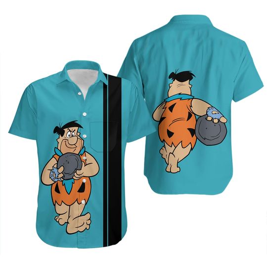 Flintstones barney and fred bowling Short-sleeve Hawaiian Shirt
