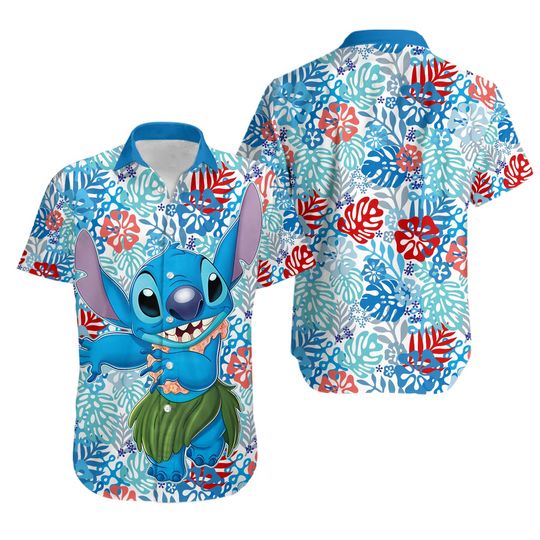 Discover Disney Stitch Vintage Floral Disney Hawaiian Shirt