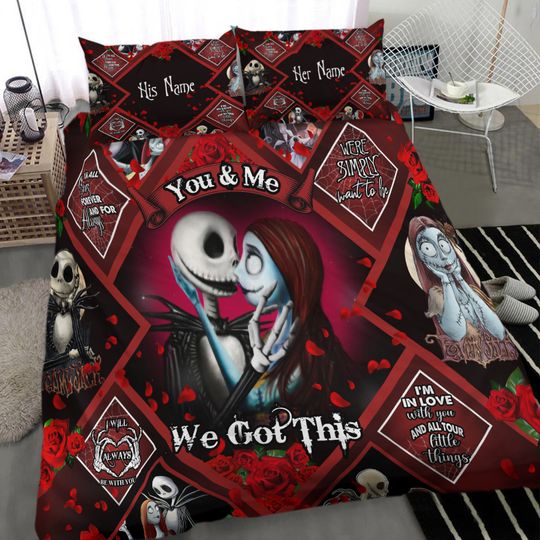 Personalized Jack And Sally You & Me We Got This Valentine Disney Bedding Set