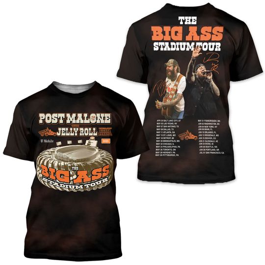 Post Malone Jelly Roll Tour 2025 3D T-Shirt