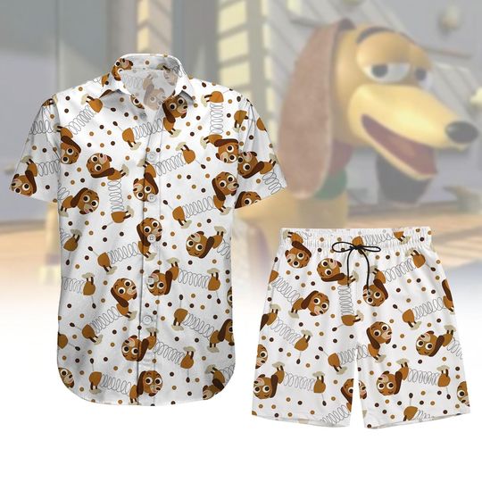 Disney Slinky Dog Button Shirt, Men Shorts, Toy Story Hawaiian Shirt, Magic Kingdom Summer Shirt, Disneyland Vacation, Disney Trip Gift